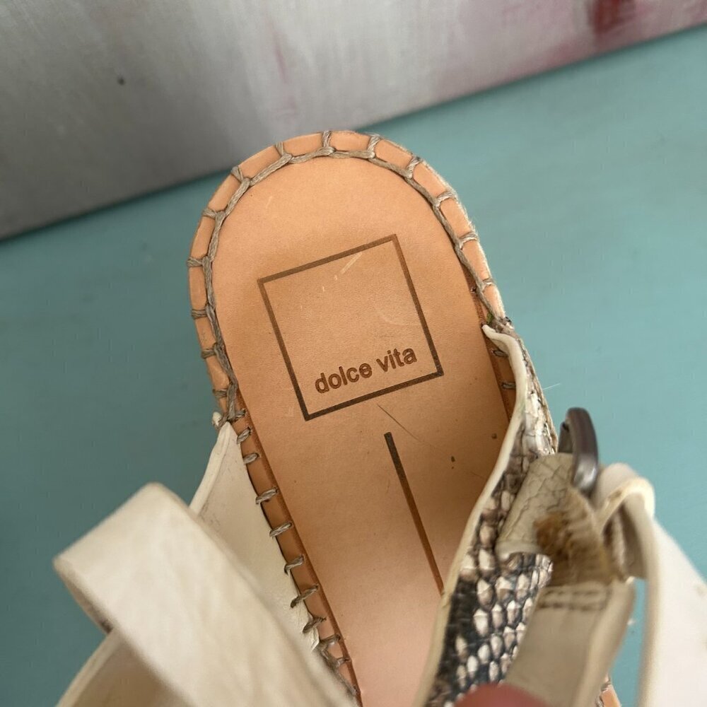 Dolce Vita Spiro Espradrille Wedge Sandal Size 8 Snakeskin Sandal 100% Leather - Picture 6 of 10
